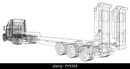 Cargo vehicle. Wire-frame. EPS10 format. Vector created of 3d. Stock Vector