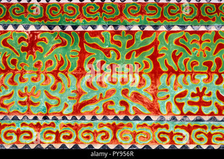 Kyrgyzstan, Issyk kul provincen wall painting with traditionnel pattern Stock Photo