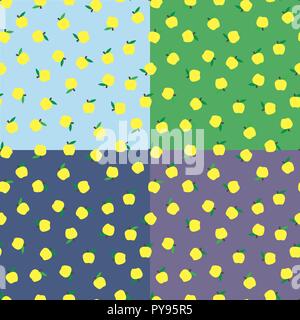 apple patterns for design. seamless background with yellow apples. Autumn seasonal background, school. Stock Vector