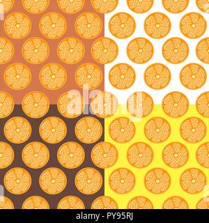 set orange citrus seamless background brown,yellow fashionable, simple vector lemon background, fresh summer vitamin. Stock Vector