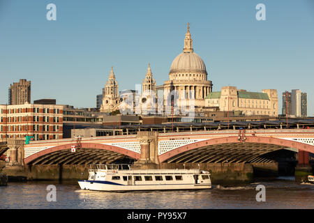 Blackfriars bridge and St Paul's Cathedral, London, Uk Stock Photo