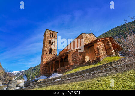 Sant Joan de Caselles chuch in Canillo Andorra at Pyrenees Stock Photo