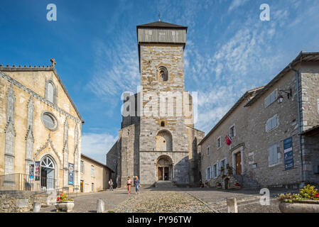 Belltower of the St-Bertrand-de-Comminges Cathedral / cathédrale Sainte-Marie at Saint-Bertrand-de-Comminges, Haute-Garonne, Pyrenees, France Stock Photo