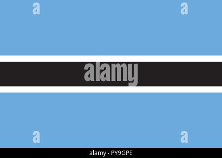 Vector image for Botswana flag. Based on the official and exact Botswanan flag dimensions (3:2) & colors (284C, Black and White) Stock Vector