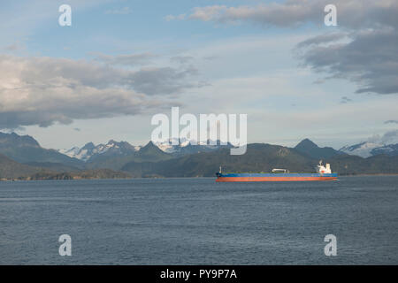 Freighter in Kachemak Bay, Homer, Kenai Fjords National Park, Alaska, USA. Stock Photo