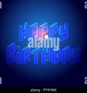 Isometric happy birthday design element, stock vector Stock Vector