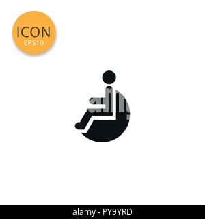 Disabled handicap icon flat style in black color vector illustration on white background. Stock Vector