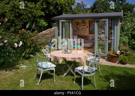 summerhouse in English Garden,England,Europe Stock Photo