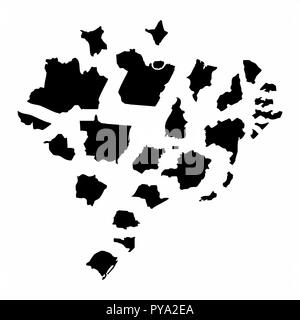 The map of Brazil fragmented into states Stock Vector