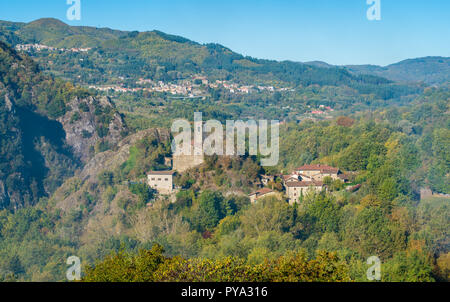 The idyllic San Pantaleone Church in the National Park of the Appenino Tosco Emiliano. Tuscany, Italy. Stock Photo