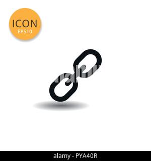 Link icon or hyperlink chain symbol flat style in black color vector illustration on white background. Stock Vector