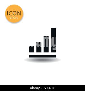 Bar chart icon flat style in black color vector illustration on white background. Stock Vector