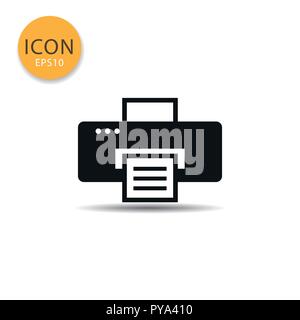 Printer icon flat style in black color vector illustration on white background. Stock Vector