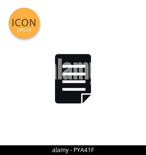 Document or paper icon flat style in black color vector illustration on white background. Stock Vector