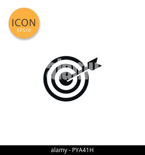 Target icon flat style in black color vector illustration on white background. Stock Vector