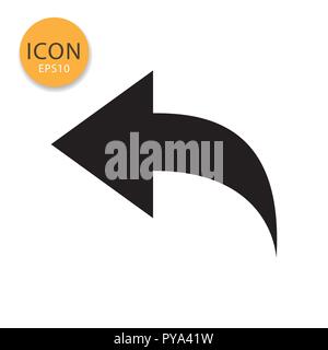 Simple back arrow icon or symbol for web on white background. Stock Vector
