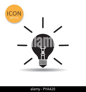 Simple bulb lamp icon or symbol for web on white background. Stock Vector