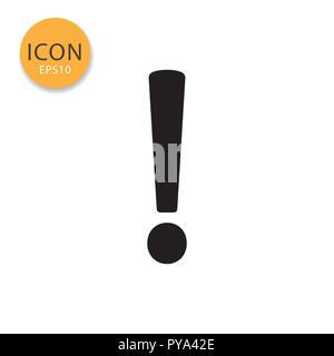 Exclamation mark icon flat style in black color vector illustration on white background. Stock Vector