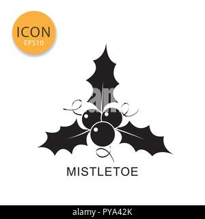 Mistletoe icon flat style in black color vector illustration on white background. Stock Vector