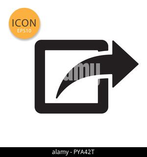 Share icon flat style in black color vector illustration on white background. Stock Vector