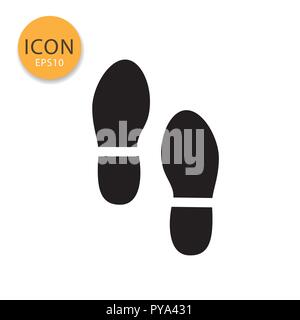 Shoes print icon flat style in black color vector illustration on white background. Stock Vector
