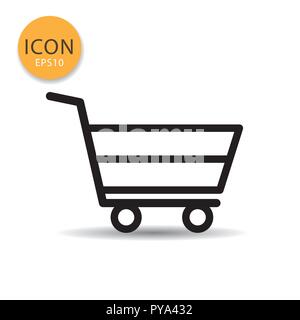 Shopping cart icon flat style in black color vector illustration on white background. Stock Vector