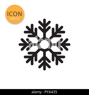 Snowflake icon flat style in black color vector illustration on white background. Stock Vector