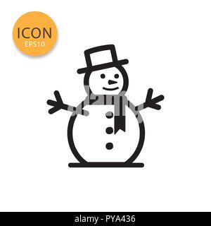 Snowman icon flat style in black color vector illustration on white background. Stock Vector