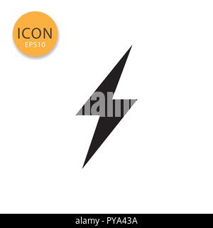 Thunderbolt or lightning icon flat style in black color vector illustration on white background. Stock Vector