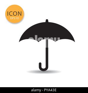 Umbrella icon flat style in black color vector illustration on white background. Stock Vector