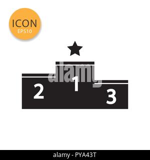 Winner podium icon flat style in black color vector illustration on white background. Stock Vector