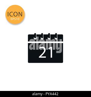 Calendar icon flat style in black color vector illustration on white background. Stock Vector
