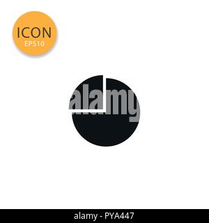 Pie chart icon flat style in black color vector illustration on white background. Stock Vector