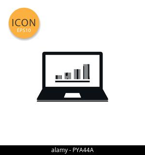 Laptop icon flat style in black color vector illustration on white background. Stock Vector