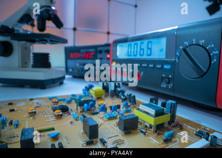 Printed circuit Board  PCB in the service center Stock Photo