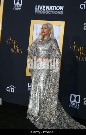 'A Star is Born' LA Premiere at the Shrine Auditorium on September 24, 2018 in Los Angeles, CA  Featuring: Lady Gaga Where: Los Angeles, California, United States When: 24 Sep 2018 Credit: Nicky Nelson/WENN.com Stock Photo