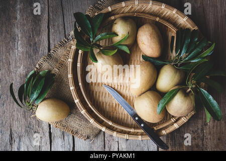 Fresh sapodilla fruits Stock Photo