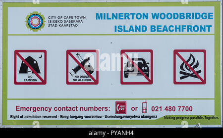 CAPE TOWN, SOUTH AFRICA, AUGUST 14, 2018: Information board at the entrance to Woodbridge Island in Milnerton Stock Photo