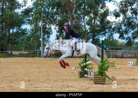 Alpiarça - Portugal, 21 October 2018 Equestrianism Contest in a Nature Horse Reserve Stock Photo