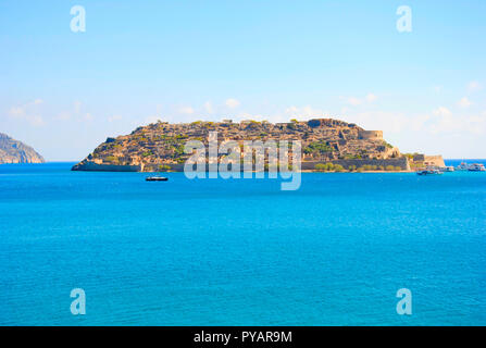 view on the Spinalonga island at Crete in Greece Stock Photo