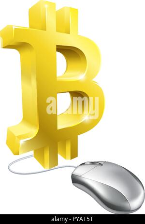 Bitcoin Computer Mouse Concept Stock Vector