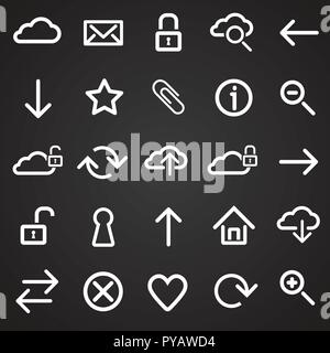 Web developer basic set on black background Stock Vector