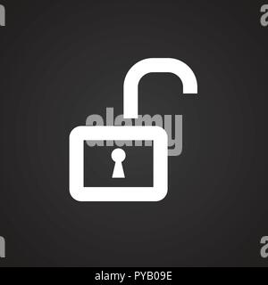 Lock unlocked on black background Stock Vector