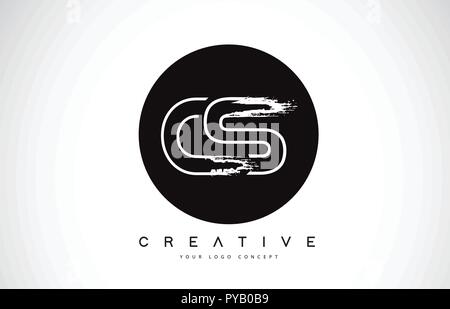 CS Modern Leter Logo Design with Black and White Monogram. Creative Letter Logo Brush Monogram Vector Design. Stock Vector