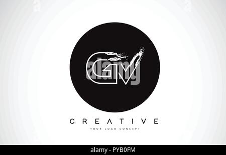 GV Letter Design with Brush Stroke and Modern 3D Look Vector ...