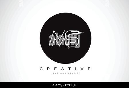 MS Letter Design with Brush Stroke and Modern 3D Look Vector ...