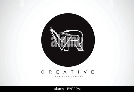 VR Modern Leter Logo Design with Black and White Monogram. Creative Letter Logo Brush Monogram Vector Design. Stock Vector