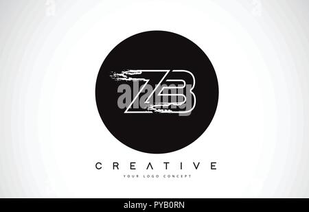ZB Modern Leter Logo Design with Black and White Monogram. Creative Letter Logo Brush Monogram Vector Design. Stock Vector