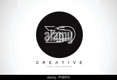 ZD Modern Leter Logo Design with Black and White Monogram. Creative Letter Logo Brush Monogram Vector Design. Stock Vector
