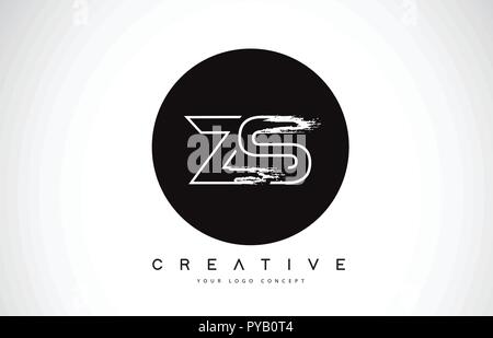 ZS Modern Leter Logo Design with Black and White Monogram. Creative Letter Logo Brush Monogram Vector Design. Stock Vector